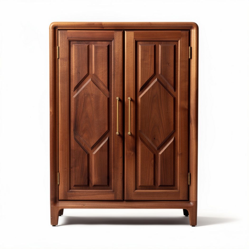 Armoire en bois de noyer avec portes sculptées dimensions 80 x 50 x 100cm