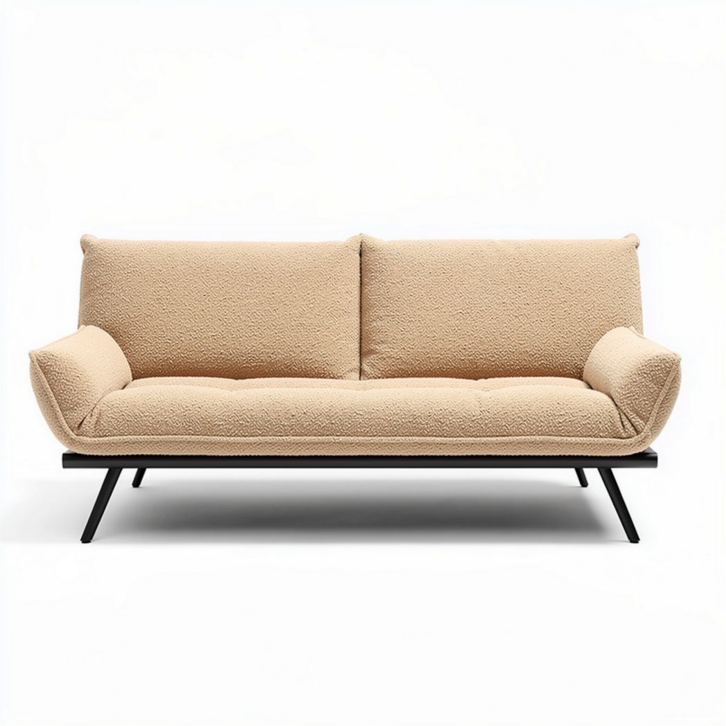 Canapé en tissu bouclé beige 200 x 90 x 85 cm pour salon moderne
