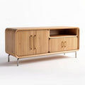 Meuble tv design en bois clair avec rangement dimension 120 x 40 x 50cm