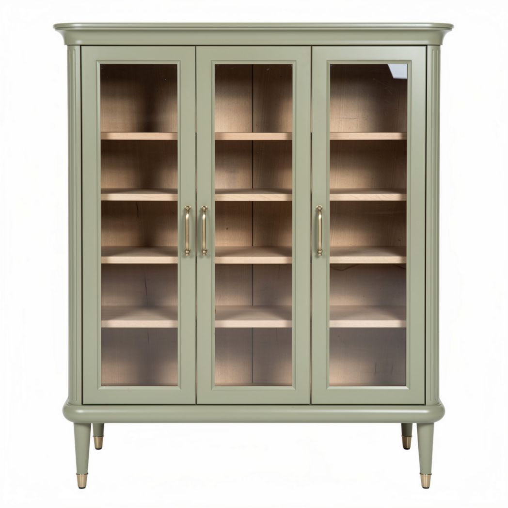 Vitrine en bois avec portes en verre coloris vert 120 x 40 x 180cm