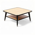 Table basse carrée en bois avec étagère en dessous dimensions 80 x 80 x 45cm