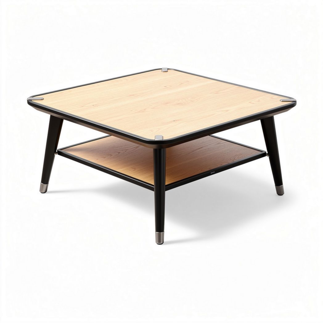 Table basse carrée en bois avec étagère en dessous dimensions 80 x 80 x 45cm