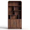 Bibliothèque en bois marron avec rangement, dimensions 180 x 80 x 30cm
