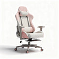 Chaise de bureau ergonomique en tissu beige et rose dimensions 70 x 70 x 130cm