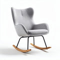 Fauteuil à bascule en tissu gris avec structure en bois et métal dimensions 70 x 85 x 100cm