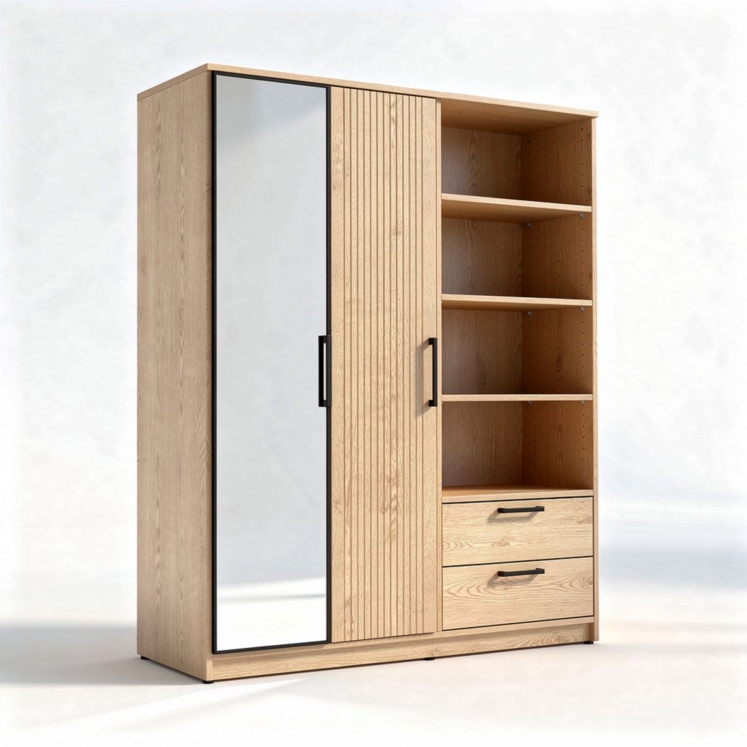 Armoire en bois avec miroir et étagères dimensions 120 x 45 x 180cm