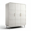 Armoire en bois blanc de 180 x 90 x 50cm avec six portes et pieds en métal